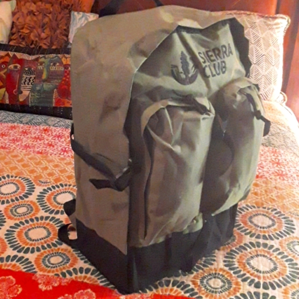 Sierra Club Olive green logo knapsack NWOT